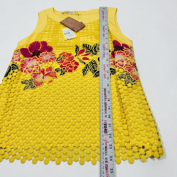 ETRO 40 US/4 Sleeveless Embroidered Lace Flower Sleeveless Top Yellow NWT $1,640 - Picture 11 of 12